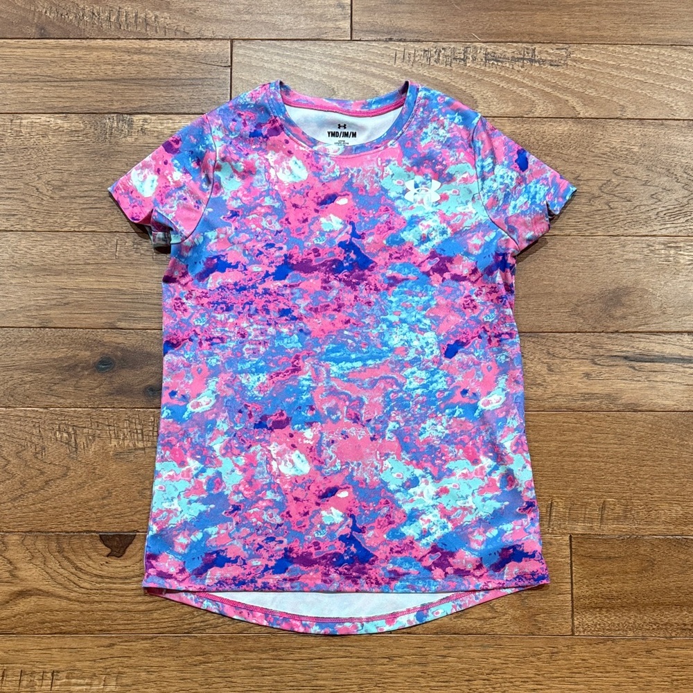 Under Armour Girls UA Tech Printed Tie Dye Short-Sleeve Shirt - Size M